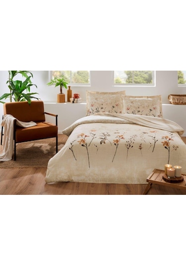 Özdilek Nevresim Takımı Ranforce 57 Tel Tek Kişilik Krem Ramas Secas