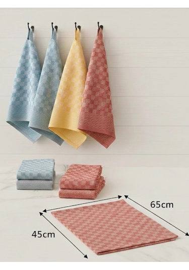 6lı Mutfak Kurulama Bezi 45x65 Cm Pötikare Desen Çok Renkli