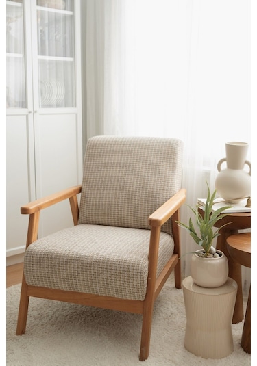 Nika Ahşap Berjer Bej