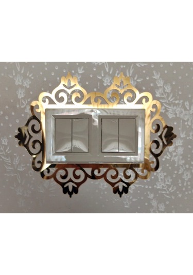 Priz Kenarı için Dekoratif Priz Çerçevesi Priz Süsü Gold-Pleksi-Üçlü