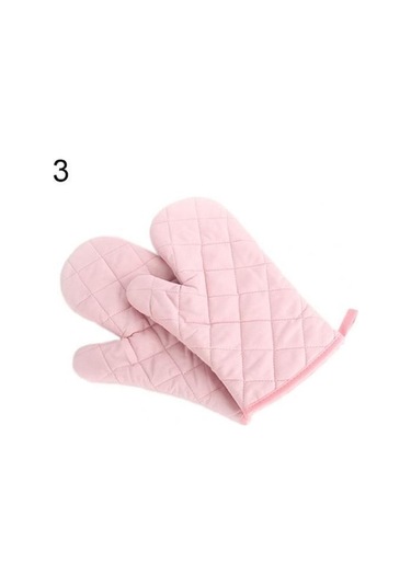 Novahub Pembe Pamuk Fırın Mitt Isıya Dayanıklı Koruyucu Mutfak Tencere Tutucu Eldiven Pembe