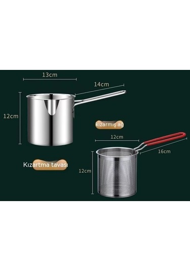 Diğer Luckystar1 Yeni Tasarım Paslanmaz Çelik Fritöz Süzgeç Ahşap