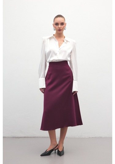 Sateen Midi Boy Saten Etek - Mürdüm-136725 Mürdüm