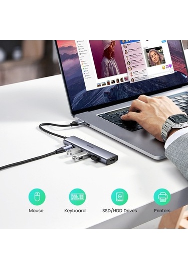Ebitda Ürün Adı: Ugreen 20805 Çok Portlu Yüksek Hızlı Usb Hub Dönüştürücü Adaptör