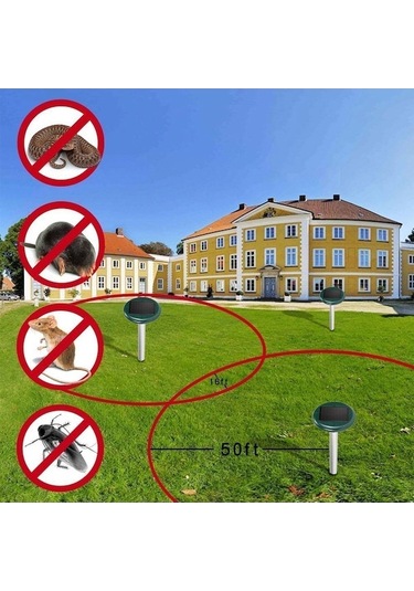 Xindoker 2 Adet Güneş Enerjili Ultrasonik Sıçan Kovucu, Toplu Alüminyum Boru Tipi, Yerleştirilebilir, 15.5x15.5x32.5 Cm