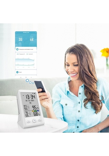 Pazly Tuya Wifi Şarj Edilebilir Termometre Ve Nem Ölçer - Bebek Odası, Ev & Ofis İçin Hava Kalitesi İzleyici
