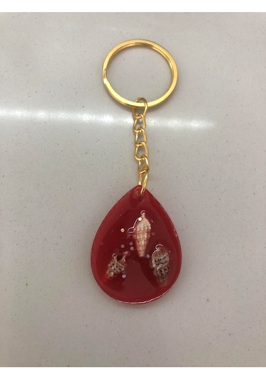 Lim10lubahce Kırmızı Deniz Kabuklu Anahtarlık Kırmızı