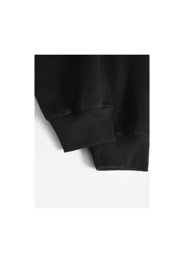 Coke Serisi Skull Print Drop Shoulder Hoodie-trzksw625 Siyah