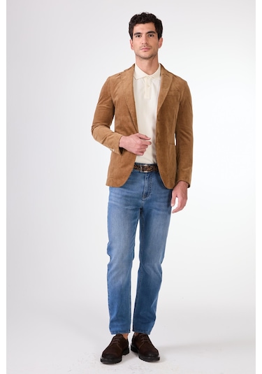 Dufy Bej Erkek Ceket - Slim Fit Bej