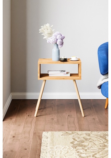 İntergo Ahşap Ayaklı Raflı Komodin Atlantik Çam