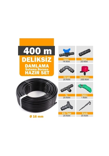 Eltar 400 Metre Deliksiz Düz Damla Sulama Sistemi Ve Ek Parçaları
