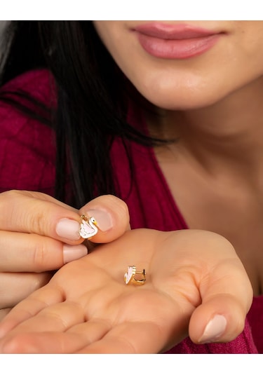 Kuğu Gümüş Çocuk Küpesi