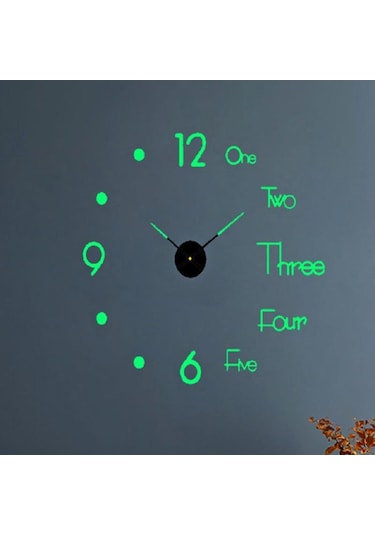 UpWay 40 cm Duvar Saati Sessiz Çerçevesiz Fosforlu Kendinden Yapı Yeşil