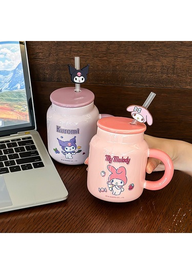 Jian Fan Kupa Kapaklızarif Renk Kutusu Ve Hasır Fincan Dizgi Film Deseni Yüksek Degerli Seramik Su Bardağıyeyeş Yeşil