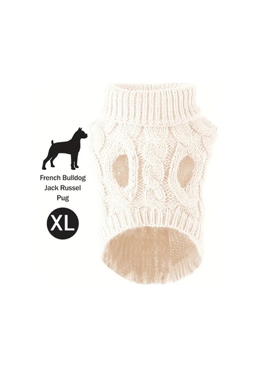 Elmpaly Beyaz Xl Kedi Köpek Kazak Yumuşak Akrilik Kışlık 7 Renk Makinede Yıkanır