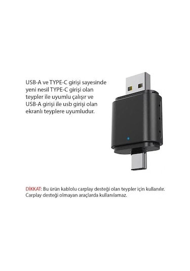 Powermaster Pm-27447 Kablosuz Carplay - Android Auto Çevirici Dönüştürücü Adaptör İki Girişli Usb - 10.1"