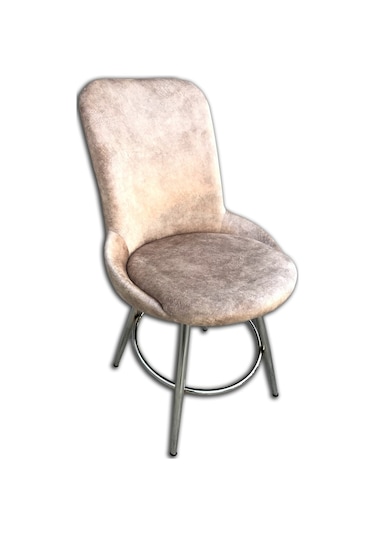 Bengimobilya Sandalye Şato Model Metal Çelik Gümüş Krom Kaplama Kiremit Kahve