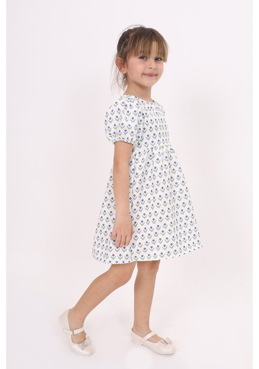 Toontoy Kız Çocuk Lale Desenli Elbise Lacivert