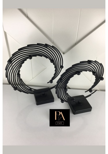 Siyah 2'li Ofis Metal Aksesuar Biblo Ev Salon Dekorasyon Obje