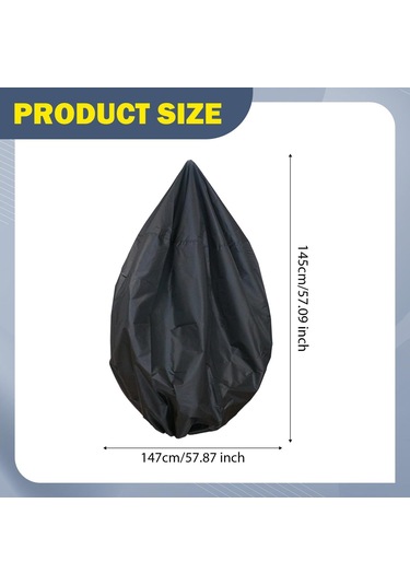 Suntek Veranda Asılı Yumurta Sandalye Kılıfı Bahçe Hava Siyah Çap 147cm