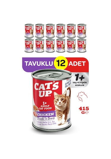 Cats Up Yaş Yetişkin Kedi Maması Tavuklu 415gr 12li