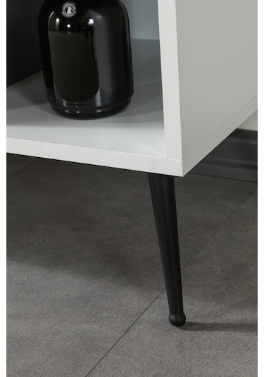 4612 Şile Metal Ayaklı Metal Kulplu Konsol - Yemek Odası - Salon Odası Beyaz Beyaz - Antrasit