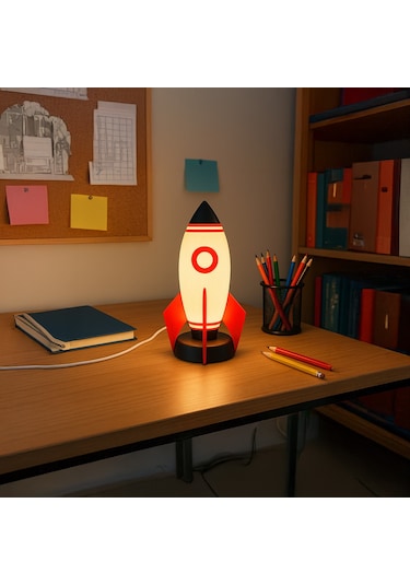Roket Şekilli Masa Lambası Beyaz