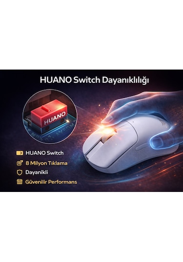Gaming Kablosuz Mouse Beyaz 63g Ultra Hafif 2.4g, Bluetooth, Type-c, 12800 Dpı Şarjlı Ergonomik Makrolu Tasarım Diğer