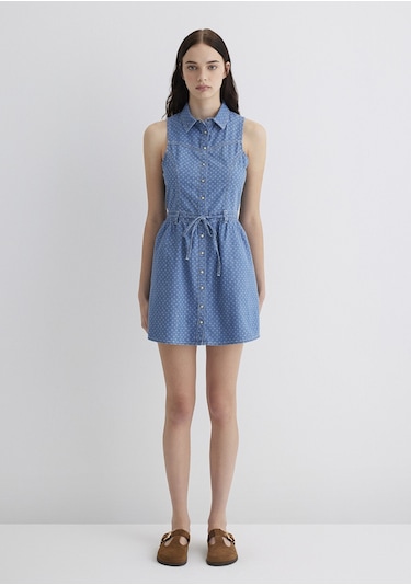 Mavi - Raven Akdeniz Yıldız Baskılı Indigo Mavisi Jean Elbise 1310660-89760 Koyu Mavi