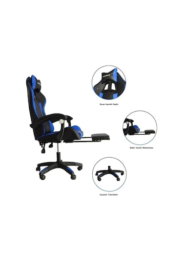 Fashcolle Blue Star Işıklı - Masaj Özellikli Oyuncu Koltuğu Mavi-siyah