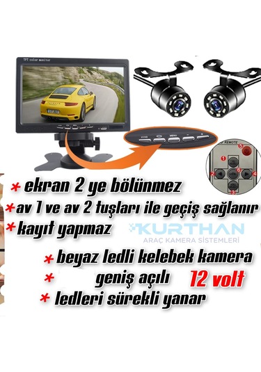 Tarım Araçlarına 7'' Monitör Ve 2 Adet Beyaz Ledli Kamera Seti