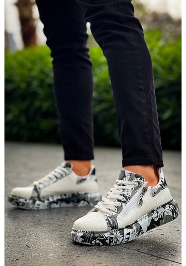 Bağcıklı Crocodile Beyaz Siyah Günlük Erkek Ayakkabısı Beyaz5 Beyaz