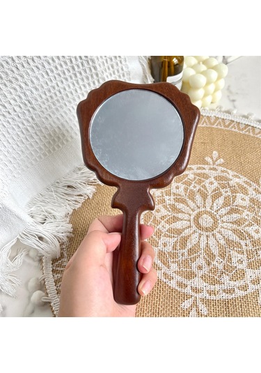 Suntek El Düzenlenen Ayna Vintage El Aynası Saplı, Ahşap