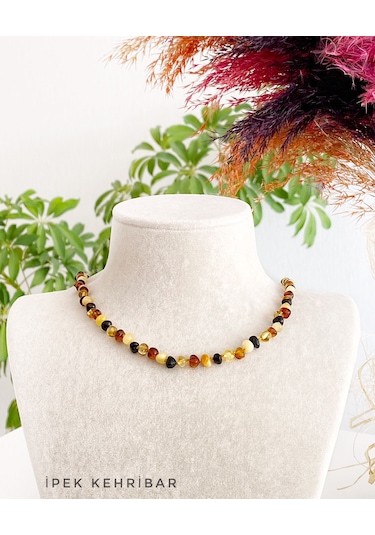 İpek Kehribar Multi Color Sertifikalı Hakiki Baltık Kehribar Bebek Diş Kolyesi