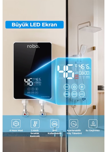 Dijital Akıllı Şofben - Duş Başlığı li