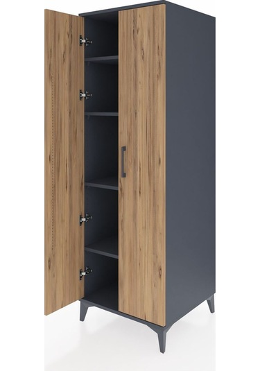 Kronos Dolap 4 Raflı 2 Kapaklı 60x59x182 Antrasit-çam Antrasit