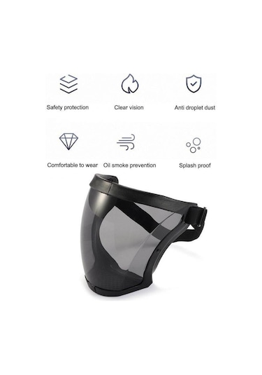 Şeffaf Tam Yüz Kalkanı Yeniden Kullanılabilir Toz Geçirmez Buğu Önleyici Maske Mutfak Koruma Sıçrama Önleyici Maske