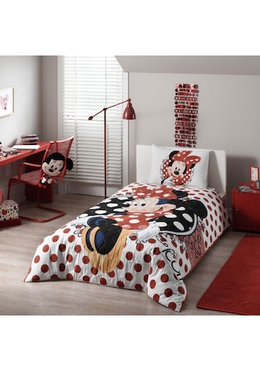 Taç Kapitoneli Nevresim Takımı Minnie Mouse Tek Kişilik