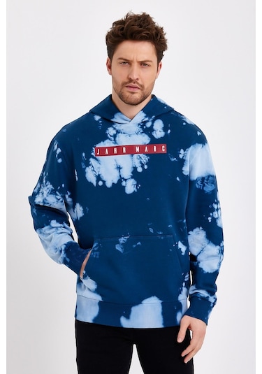 Jahr Marc Oversize Mavi Batik Yıkamalı Sweatshirt Mavi