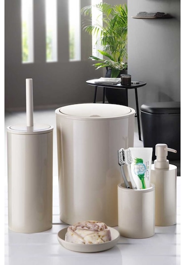 Primanova Flores 5'li Banyo Seti - Bej