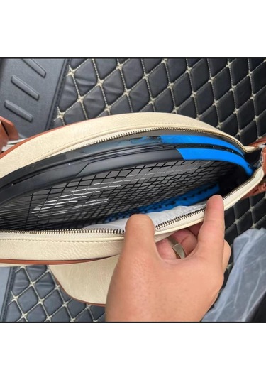 Suntek Tenis Çantası Omuz Kadın Erkek Açık Beyaz-kahverengi