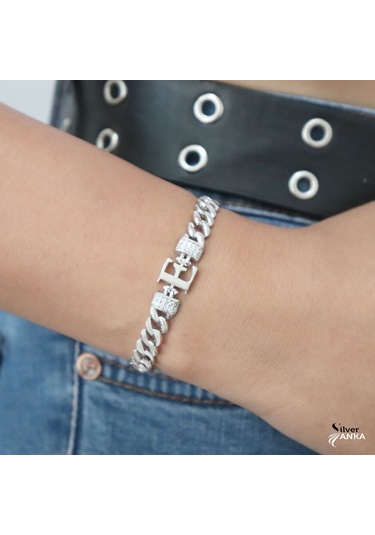 925 Ayar Gümüş E Harfi Gurmet Bileklik