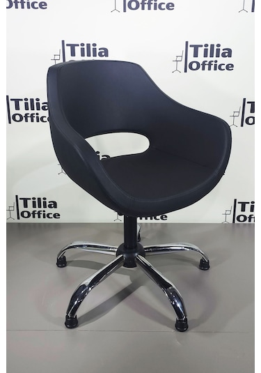 Monaco Çalışma Kesim Kuaför Koltuğu Yonca Sabit Krom Ayak Siyah