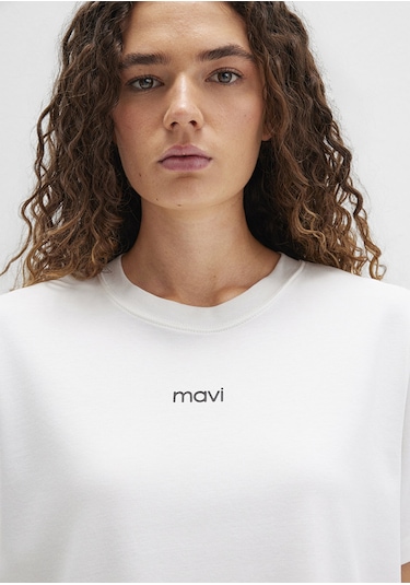 Mavi - Mavi Logo Baskılı Beyaz Tişört 1612829-80194 Beyaz