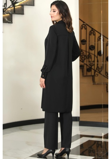 Asrın Tunik Pantolon İkili Tesettür Takım Siyah Siyah