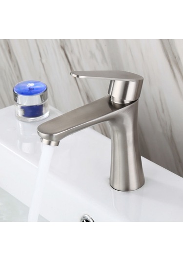 Xurunkeji Havza Lavabo Banyo Musluğu Tezgah Üstü Tek Soğuk Su Havza Musluğu Tuvalet Musluğu Paslanmaz Çelik Küçük Bel GÜMÜŞ