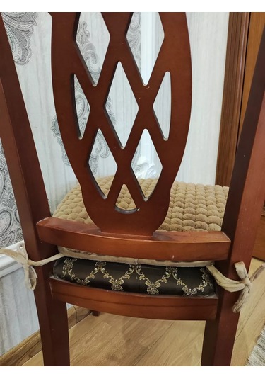 Burush Sandalye İçin 50x50 Cm Pofuduk Yastık, Bağcıklı Yapılmış 211694792 Kahverengi