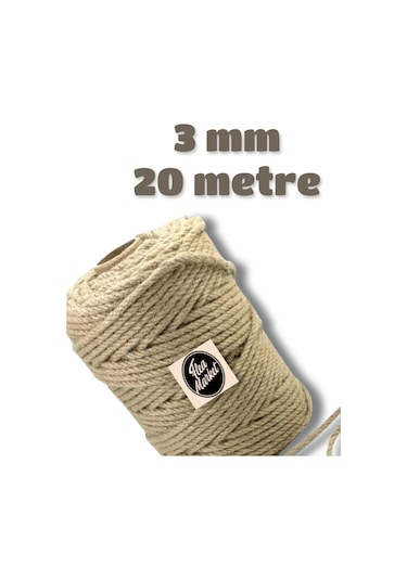3 Mm 20 Metre Hasır İp - Kendir İp - Dekor İpi