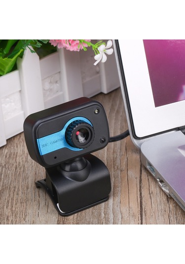 Vkemall Usb 2.0 Usb Kamera, 640x480 Çözünürlük, Dahili Mikrofon, Klip Tabanlı, Video Konferans/online Ders İçin - Siyah-mavi