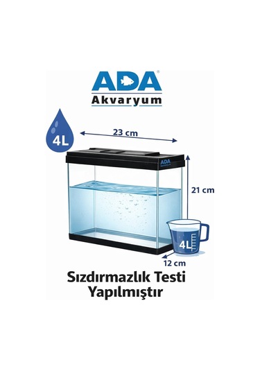 Betta Balığı Akvaryumu Siyah 23x12x21 Cm 4 Litre Arka Plan Hediyeli